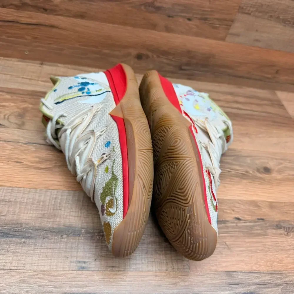 Nike Kyrie 5 Bandulu Mens Size 8.5 Paint Splatter CK5836-100 Basketball Shoes